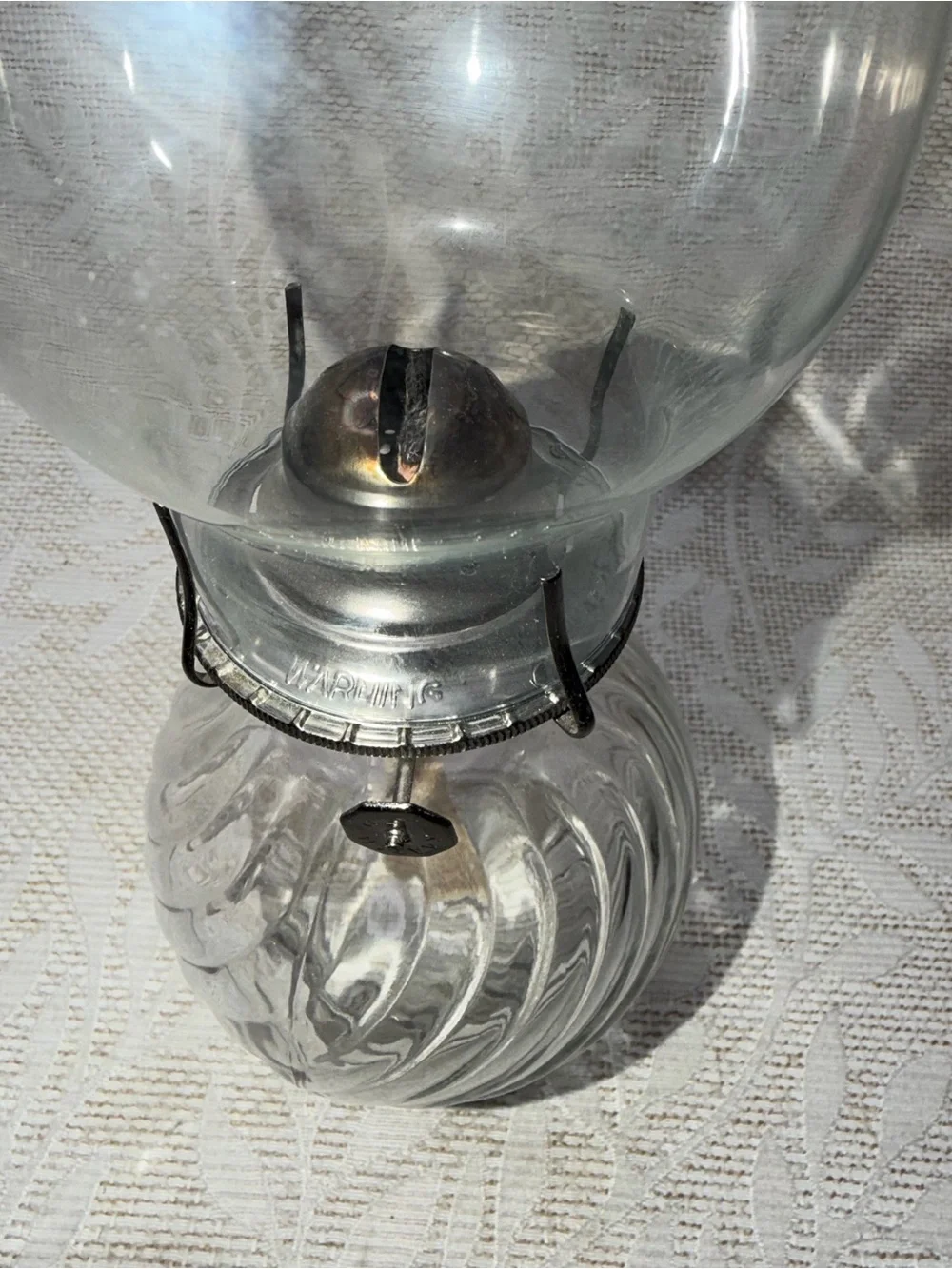 Clear Glass Hurricane Oil Lamp -vintage